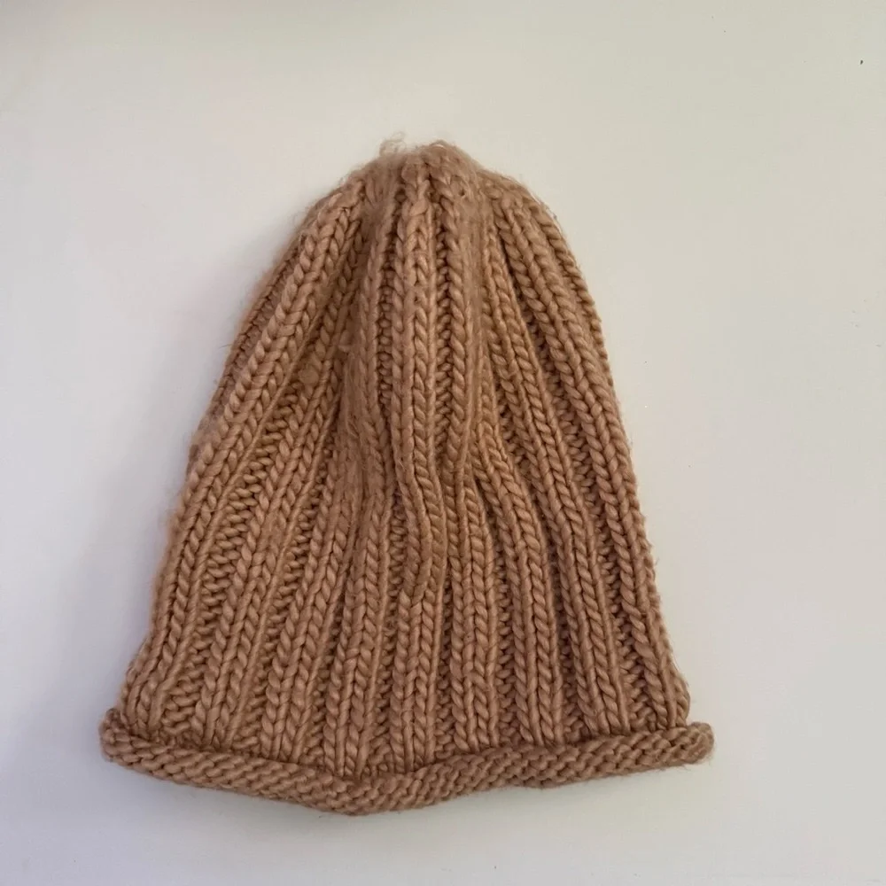 Free People Cozy Tan Knit Beanie